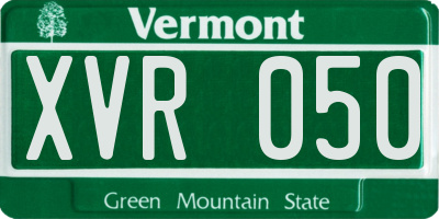 VT license plate XVR050