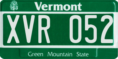 VT license plate XVR052