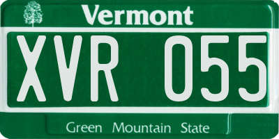 VT license plate XVR055