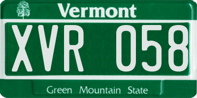 VT license plate XVR058