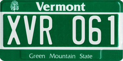 VT license plate XVR061