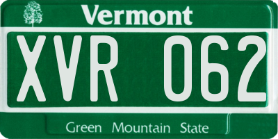 VT license plate XVR062