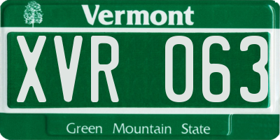 VT license plate XVR063