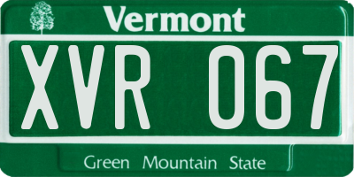 VT license plate XVR067