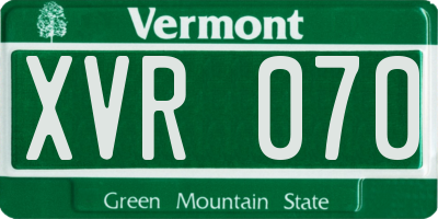 VT license plate XVR070