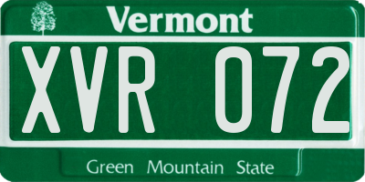 VT license plate XVR072