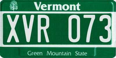 VT license plate XVR073