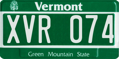 VT license plate XVR074