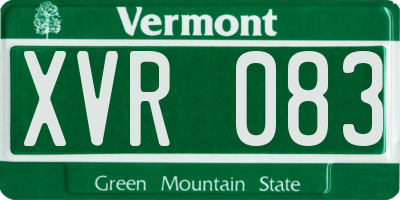 VT license plate XVR083