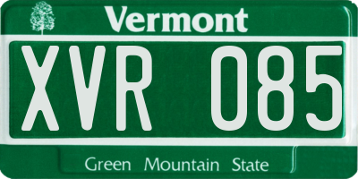 VT license plate XVR085