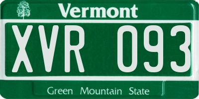 VT license plate XVR093