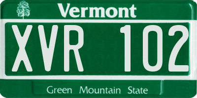 VT license plate XVR102