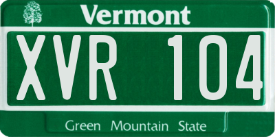VT license plate XVR104