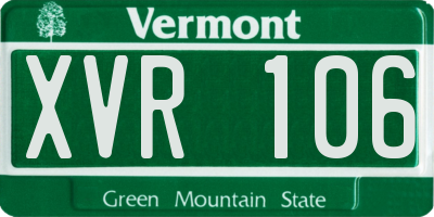 VT license plate XVR106