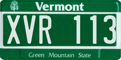 VT license plate XVR113