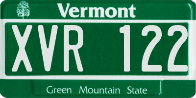 VT license plate XVR122