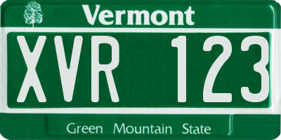 VT license plate XVR123