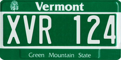 VT license plate XVR124