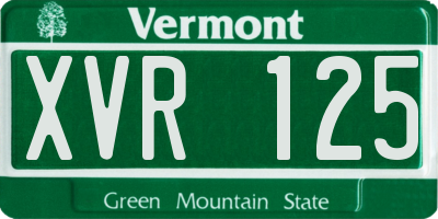 VT license plate XVR125