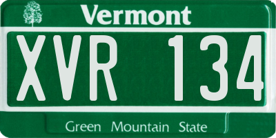 VT license plate XVR134