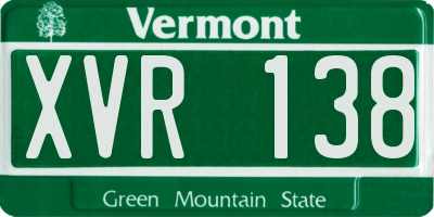 VT license plate XVR138