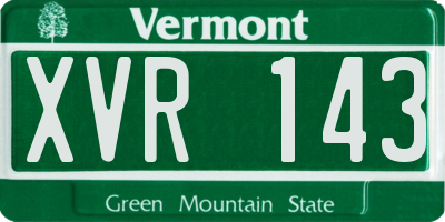 VT license plate XVR143