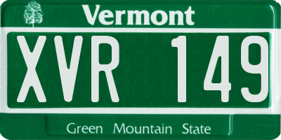 VT license plate XVR149