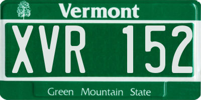 VT license plate XVR152