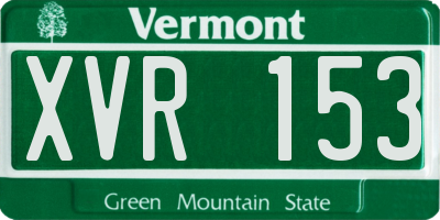 VT license plate XVR153
