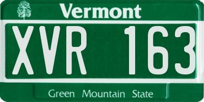 VT license plate XVR163