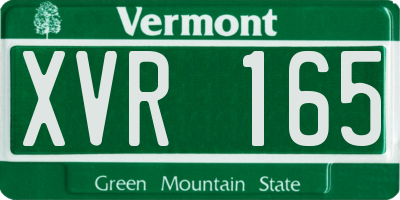VT license plate XVR165