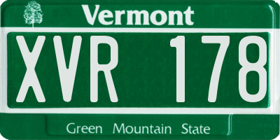 VT license plate XVR178