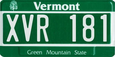 VT license plate XVR181