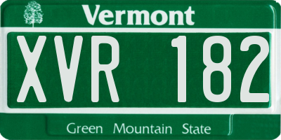 VT license plate XVR182