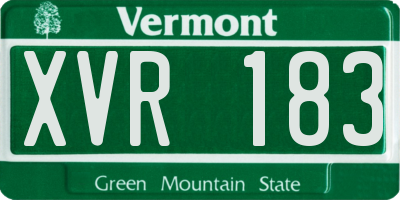 VT license plate XVR183
