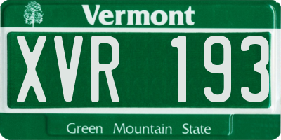 VT license plate XVR193