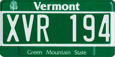 VT license plate XVR194