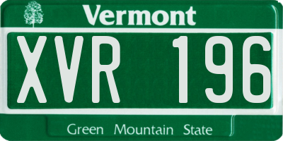 VT license plate XVR196