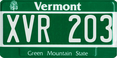 VT license plate XVR203