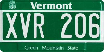 VT license plate XVR206