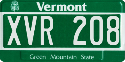 VT license plate XVR208