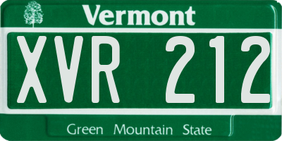 VT license plate XVR212