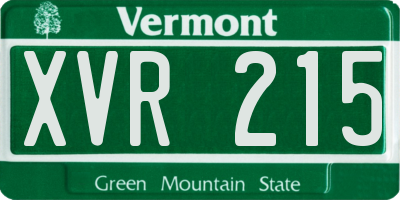 VT license plate XVR215
