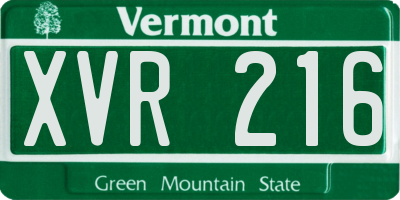 VT license plate XVR216