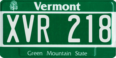 VT license plate XVR218