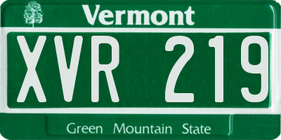 VT license plate XVR219