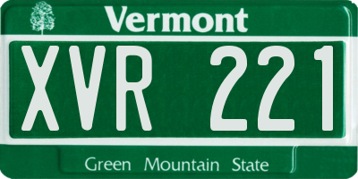 VT license plate XVR221