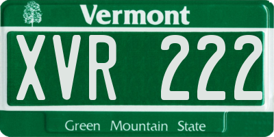 VT license plate XVR222