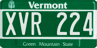 VT license plate XVR224