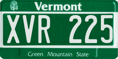 VT license plate XVR225